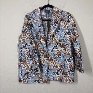 Leo & Sage Small Botanical Floral Blazer Brocade Multicolor Long Sleeves